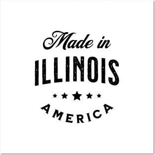 Made In Illinois, USA - Vintage Logo Yellow Posters and Art